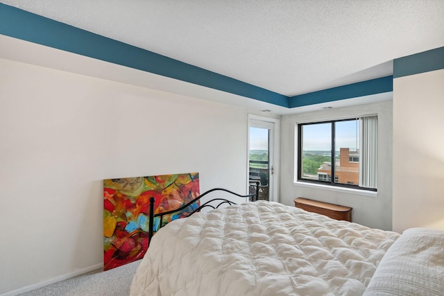 20 2nd St NE Unit P1008, Minneapolis, MN 55413 - carpeted bedroom with access to exterior and a textured ceiling