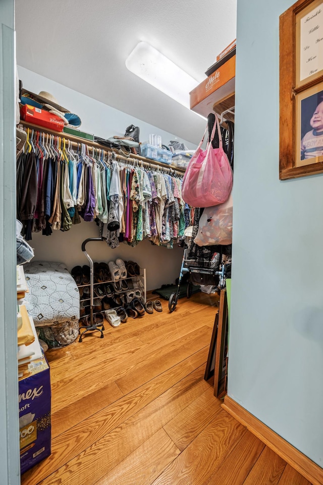 36773 Rose Lake Rd, Hobart Twp, MN 56544 - walk in closet featuring wood finished floors