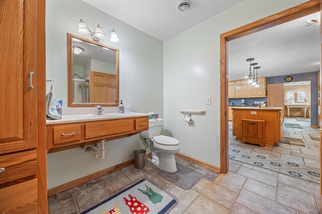 36773 Rose Lake Rd, Hobart Twp, MN 56544 - bathroom featuring stone tile flooring and a shower with door