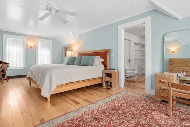 3599 210th St E, Vermillion Twp, MN 55024 - bedroom with lofted ceiling, light wood-type flooring, and ceiling fan