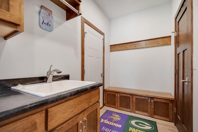 18465 Lake Ln, Chengwatana Twp, MN 55063 - mudroom with a sink and light wood-type flooring
