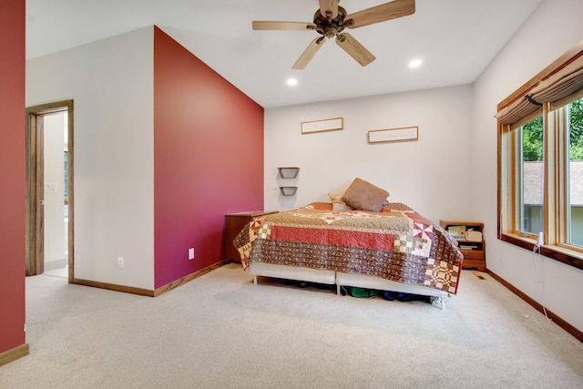 18465 Lake Ln, Chengwatana Twp, MN 55063 - bedroom featuring carpet flooring, recessed lighting, and a ceiling fan