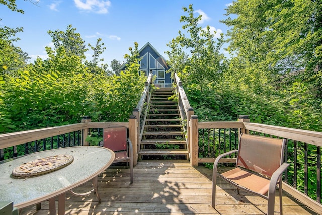 18465 Lake Ln, Chengwatana Twp, MN 55063 - deck featuring stairway