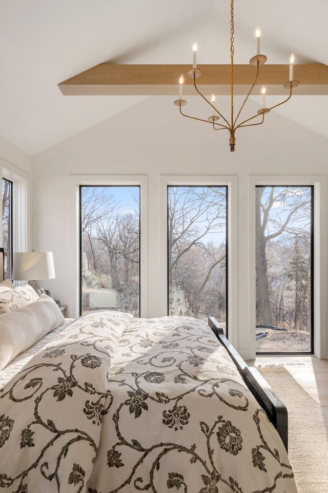 5250 Polaris Ln N, Plymouth, MN 55446 - bedroom with access to outside and a chandelier
