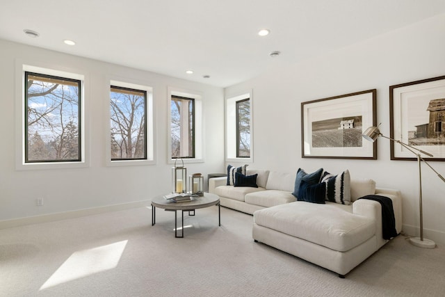 5250 Polaris Ln N, Plymouth, MN 55446 - carpeted living room featuring baseboards and recessed lighting