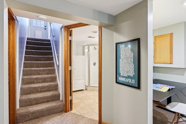 3212 Kentucky Ave S, Saint Louis Park, MN 55426 - stairway featuring tile patterned flooring and carpet floors