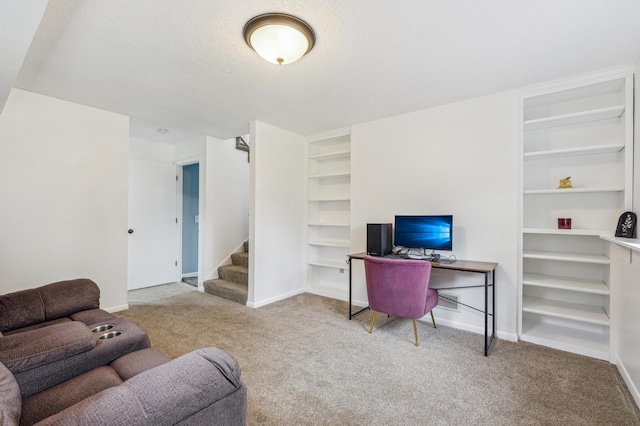2715 90th Ln NE, Blaine, MN 55449 - carpeted office space with built in features and a textured ceiling