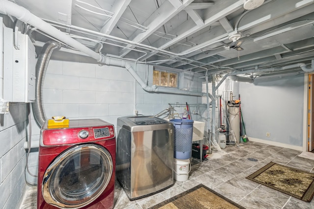 2715 90th Ln NE, Blaine, MN 55449 - laundry room with independent washer and dryer and concrete block wall