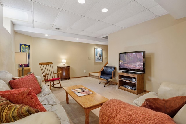 10910 38th Ave N, Plymouth, MN 55441 - living area featuring light colored carpet and a paneled ceiling