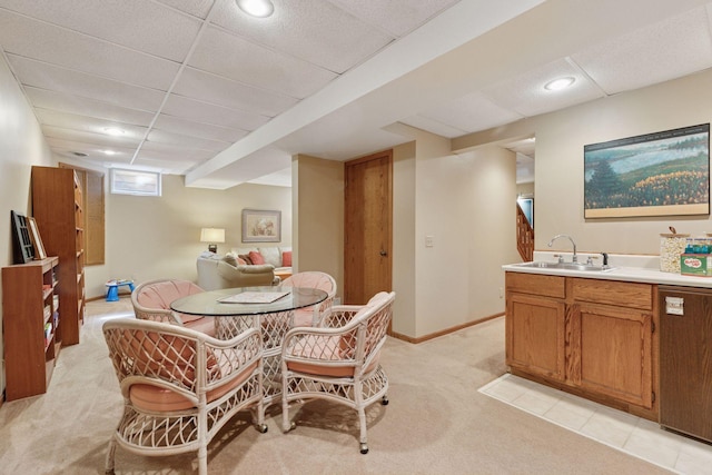 10910 38th Ave N, Plymouth, MN 55441 - dining area featuring light colored carpet, a drop ceiling, and recessed lighting