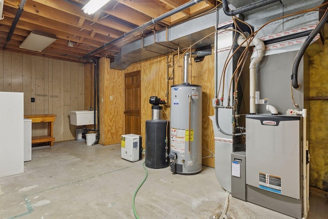 10910 38th Ave N, Plymouth, MN 55441 - unfinished basement featuring gas water heater and heating unit
