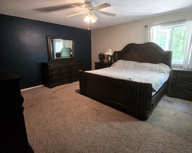 17544 366th St, Bagley, MN 56621 - bedroom with a textured ceiling, light carpet, and ceiling fan