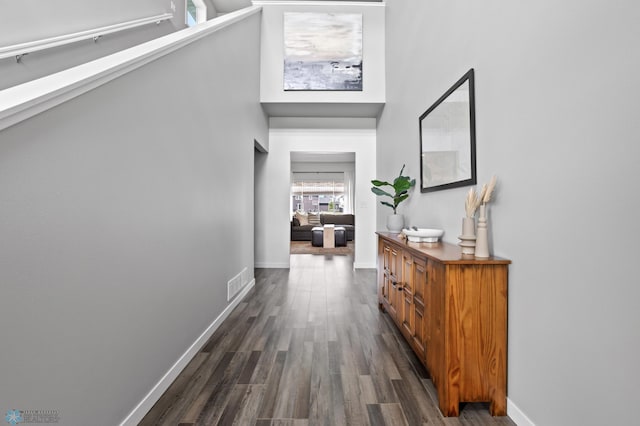 1030 Albert Dr W, West Fargo, ND 58078 - corridor featuring dark wood-style flooring and a high ceiling