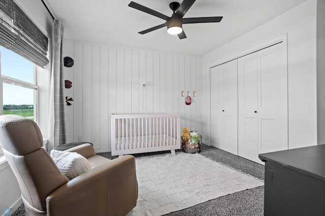 1030 Albert Dr W, West Fargo, ND 58078 - bedroom featuring ceiling fan, a closet, and a water view
