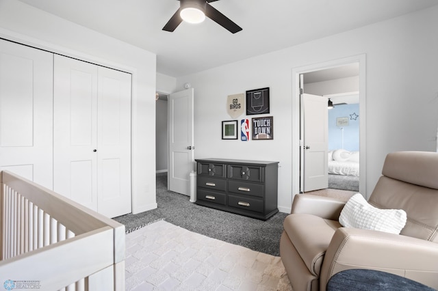 1030 Albert Dr W, West Fargo, ND 58078 - carpeted bedroom featuring a closet and a ceiling fan