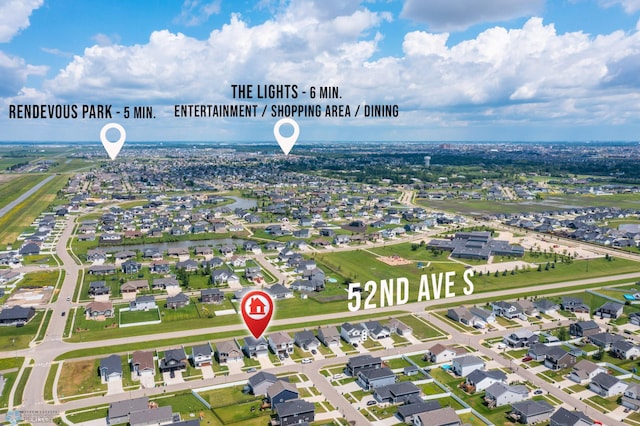 1030 Albert Dr W, West Fargo, ND 58078 - aerial view of property's location with nearby suburban area