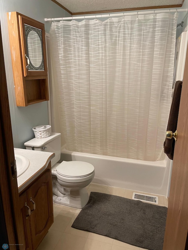 11 Horseshoe Bnd, Horace, ND 58047 - bathroom featuring shower / bathtub combination with curtain, vanity, and tile patterned flooring