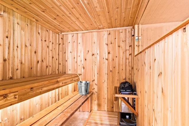 4332 Cooke St, Duluth, MN 55804 - sauna / steam room featuring wooden walls and wooden ceiling