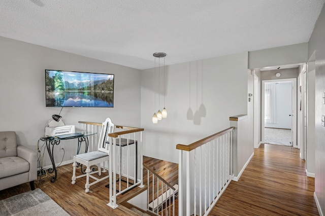 8 110th Ln NW, Coon Rapids, MN 55448 - corridor with an upstairs landing, wood finished floors, and a textured ceiling