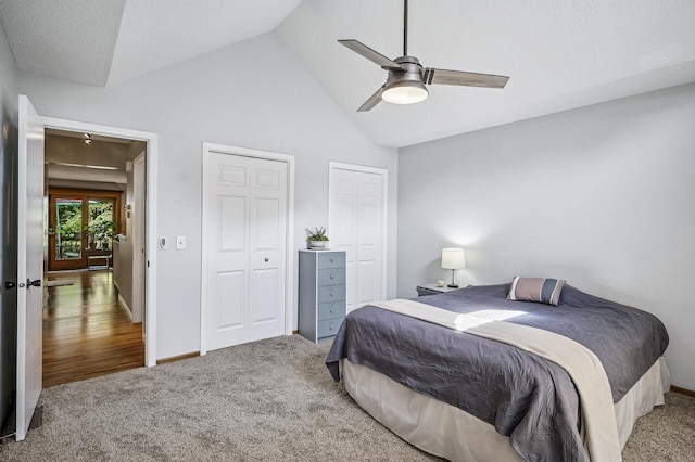 8 110th Ln NW, Coon Rapids, MN 55448 - carpeted bedroom with high vaulted ceiling, multiple closets, and ceiling fan