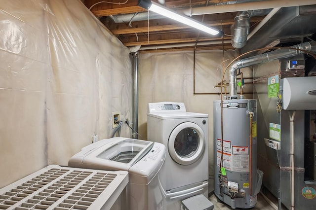 2722 Autumn Woods Dr, Chaska, MN 55318 - laundry area with water heater, washer and dryer, and heating unit