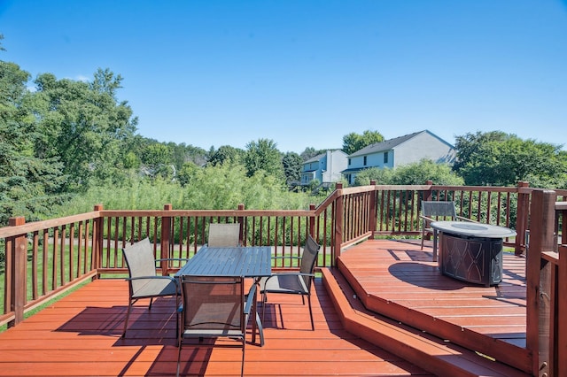 2722 Autumn Woods Dr, Chaska, MN 55318 - wooden terrace with outdoor dining area