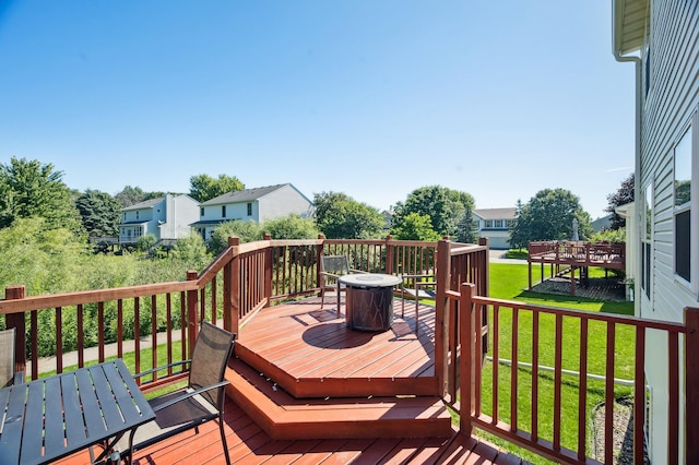 2722 Autumn Woods Dr, Chaska, MN 55318 - deck with a fire pit and a yard