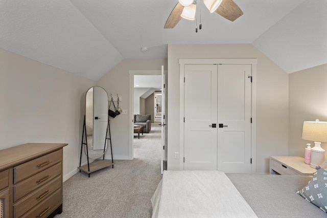 13430 Vickers St NE, Andover, MN 55304 - bedroom featuring lofted ceiling, carpet floors, a closet, and ceiling fan