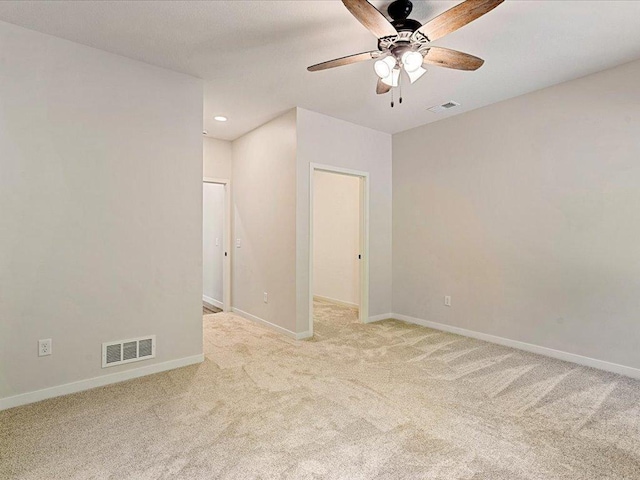 31418 Isabelle Dr, Pequot Lakes, MN 56472 - unfurnished room featuring a ceiling fan, light colored carpet, and recessed lighting