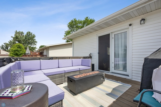 2350 20th Ave S, Fargo, ND 58103 - deck featuring an outdoor living space with a fire pit