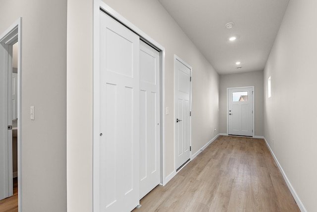 39726 Fallbrook Ave, North Branch, MN 55056 - doorway to outside featuring light wood-style flooring and recessed lighting