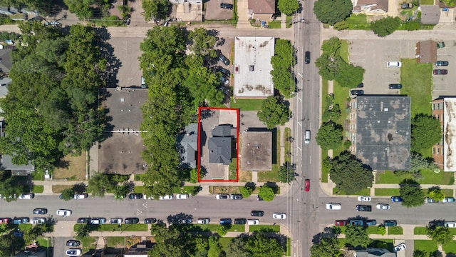 2804 Pillsbury Ave S, Minneapolis, MN 55408 - aerial view of property's location featuring property parcel outlined and nearby suburban area
