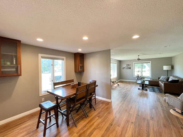 402 Range Rd, Springfield, MN 56087 - dining room featuring a textured ceiling, recessed lighting, and light wood-type flooring
