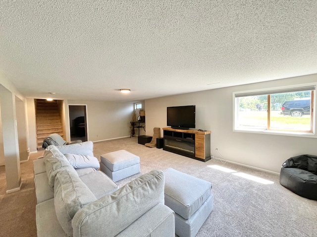 402 Range Rd, Springfield, MN 56087 - living room featuring light colored carpet and a textured ceiling