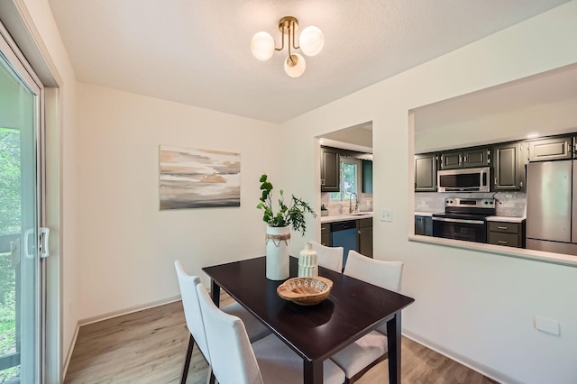 8222 Brandywine Pkwy, Brooklyn Park, MN 55444 - dining area with light wood finished floors and a chandelier