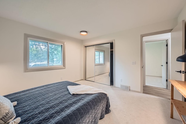 8222 Brandywine Pkwy, Brooklyn Park, MN 55444 - bedroom featuring light carpet and a closet