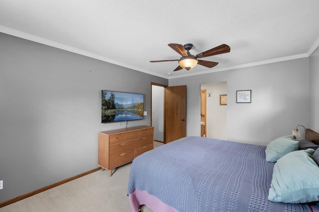 1322 Bidwell St, West Saint Paul, MN 55118 - bedroom featuring light colored carpet, ornamental molding, and ceiling fan
