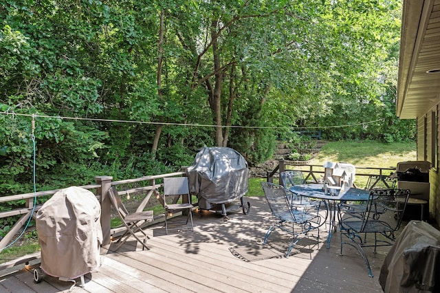 1322 Bidwell St, West Saint Paul, MN 55118 - deck with outdoor dining space and grilling area