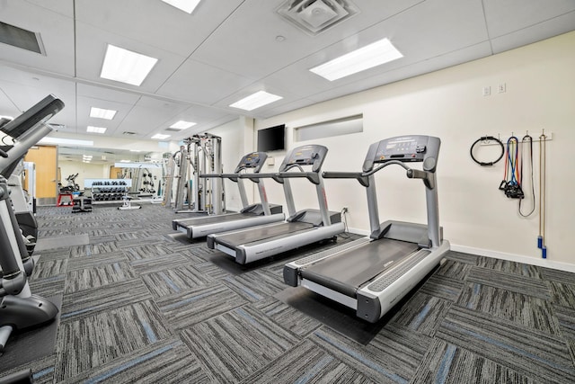 8151 33rd Ave S Unit 201, Bloomington, MN 55425 - exercise room featuring carpet floors and a paneled ceiling