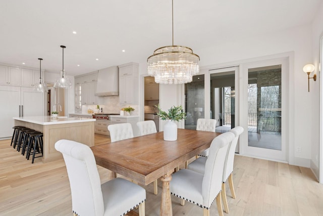6176 Broadview Ave, Credit River Twp, MN 55372 - dining space featuring a chandelier, light wood-style flooring, and recessed lighting