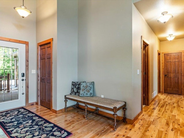 13598 Ox Cove Trl, Crosslake, MN 56442 - foyer with light wood-type flooring and a high ceiling
