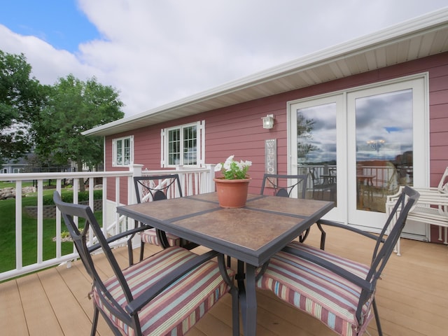 27842 Prairie Rose Rd, Elbow Lake, MN 56531 - wooden terrace with outdoor dining area