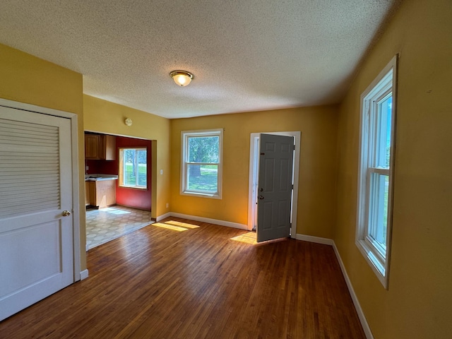 17864 County Road 66 NE, Eagle Bend, MN 56446 - empty room featuring dark wood finished floors and a textured ceiling