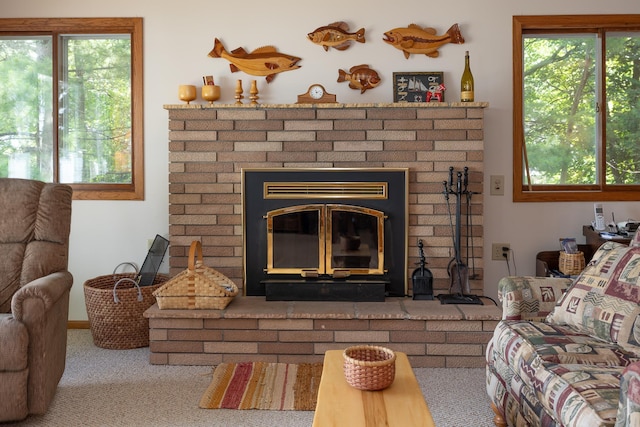 3925 Plainview Dr NW, Hackensack, MN 56452 - living area with a fireplace, plenty of natural light, and carpet