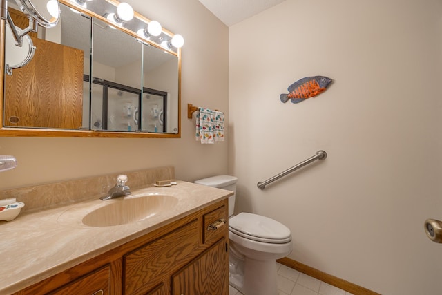 3925 Plainview Dr NW, Hackensack, MN 56452 - full bathroom featuring tile patterned floors, vanity, and an enclosed shower