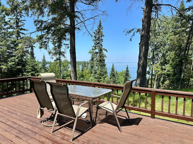 1938 Pine Cliff Rd NW, Walker, MN 56484 - wooden deck featuring outdoor dining space