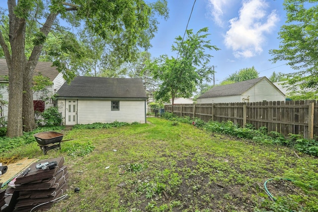 2918 15th Ave S, Minneapolis, MN 55407 - view of yard with an outdoor structure and a fire pit