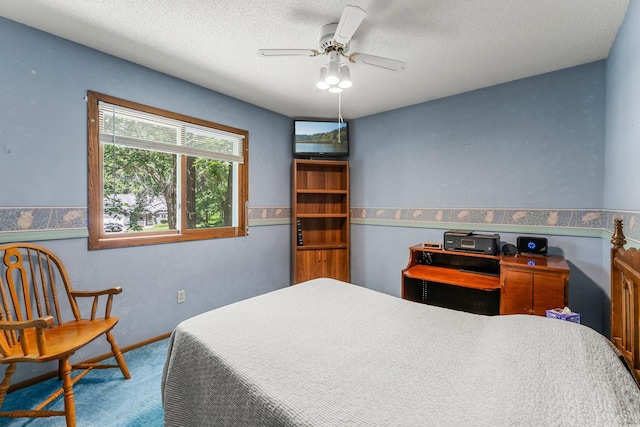 4885 262nd St, Wyoming, MN 55092 - bedroom featuring carpet floors, a textured ceiling, and ceiling fan
