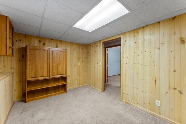 4885 262nd St, Wyoming, MN 55092 - unfurnished room with light carpet, a paneled ceiling, and wooden walls