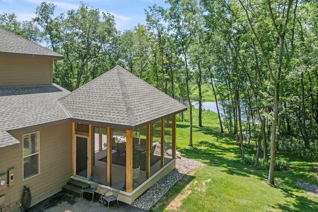 21386 Dorothy Way, Spring Lake Twp, MN 55372 - view of green lawn with a sunroom, a gazebo, and a water view